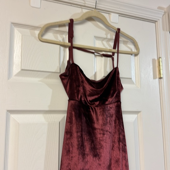 NWT Free People Karlie Double Dare Maxi Dress velvet wine burgundy low back 10 - Picture 4 of 14